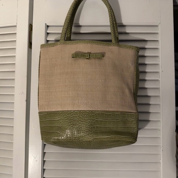 Estee Lauder Handbags - Estée Lauder Vintage Woven Tote Bag | Cream & Olive | NWOT | Y2K
